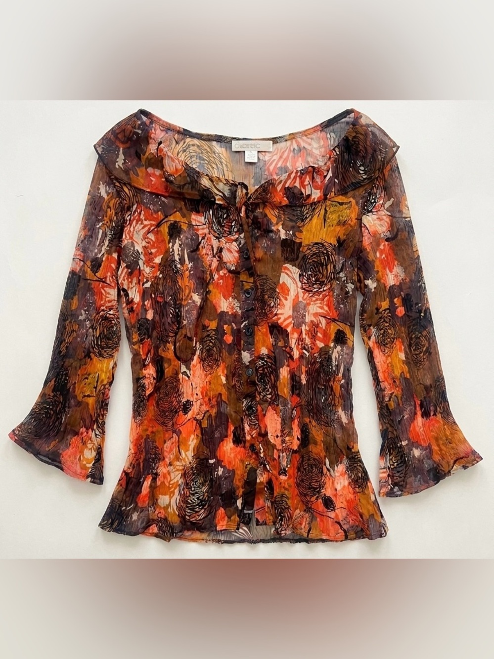 90’s/y2k vintage whimsigoth / fairy core Cleo earthy crinkle top size M